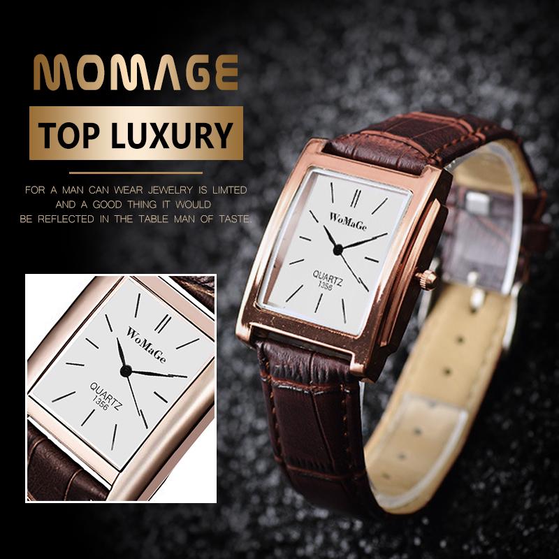 women's watch rectangular face leather strap