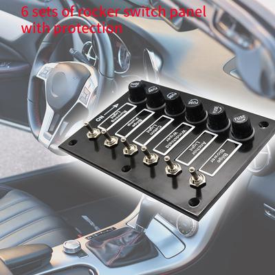 Autozubehör EIN/AUS Kippschalter Sicherungsschutz für Auto Marine Schiff Wohnwagen Wohnmobil 6-fach Schalterpanel DC12/24V Beschriftungsaufkleber