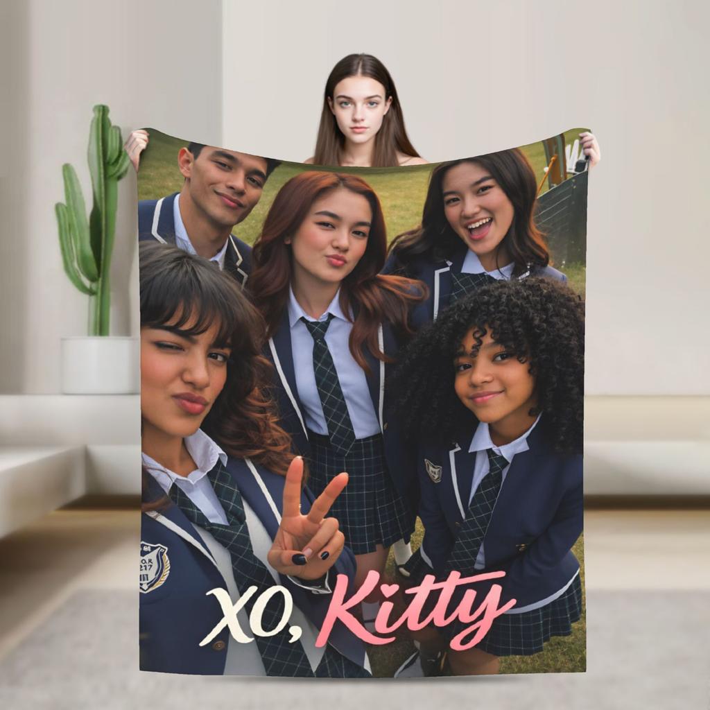 Xo Kitty Poster Blankets Adults Flannel Bedding Throws For Bedroom Super Soft Custom Quality Bedspread Gift