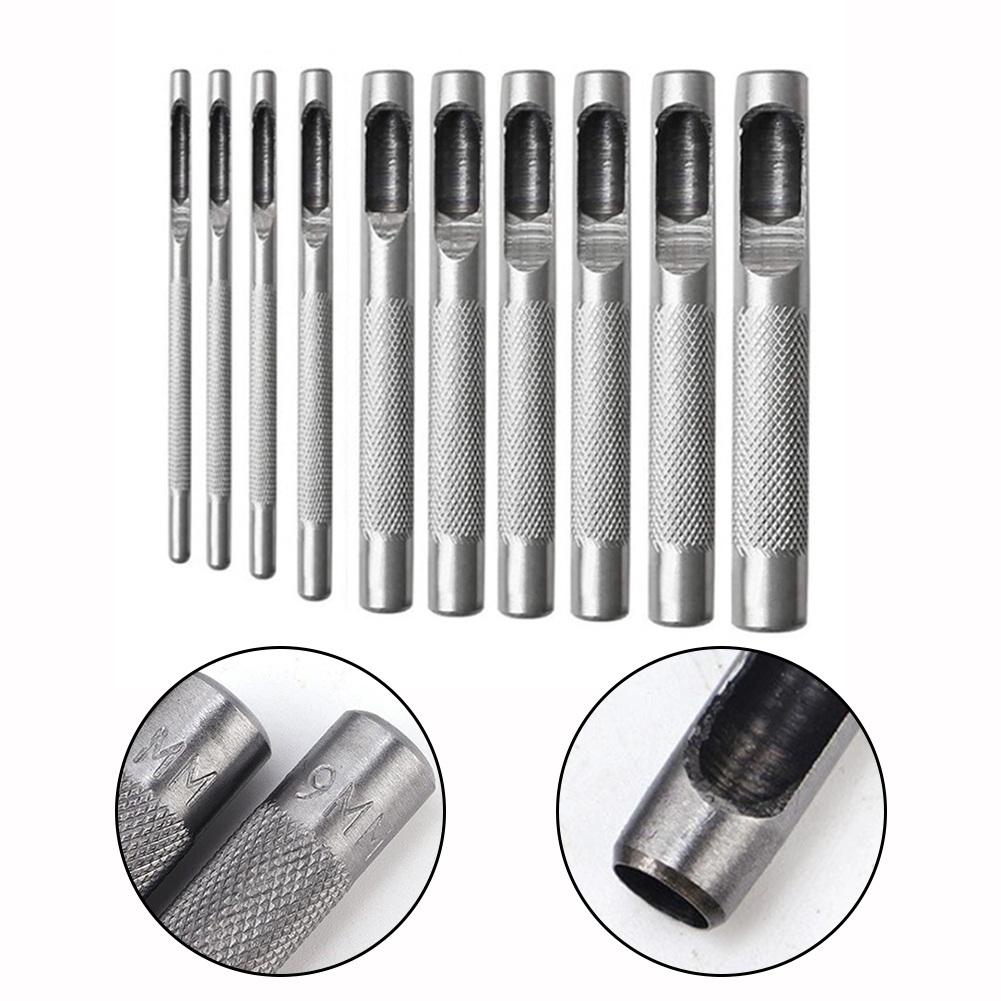 10pcs Leather Hole Punching Tools Leather Hollow Drilling Puncher Kit 1-10mm Clothing Leathercraft DIY Accessories