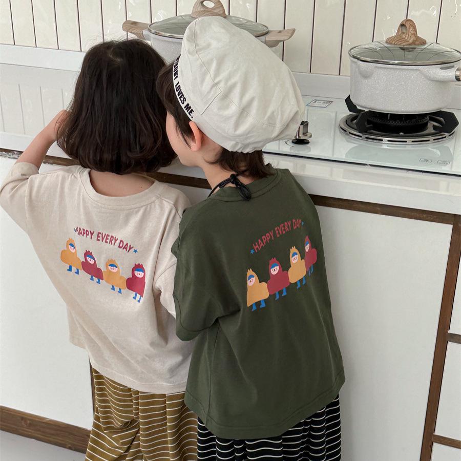 Camiseta con estampado de dibujos animados para niños de Jiaye - Colección Verano 2025, Manga Corta, Tops Unisex Lindos para Bebés