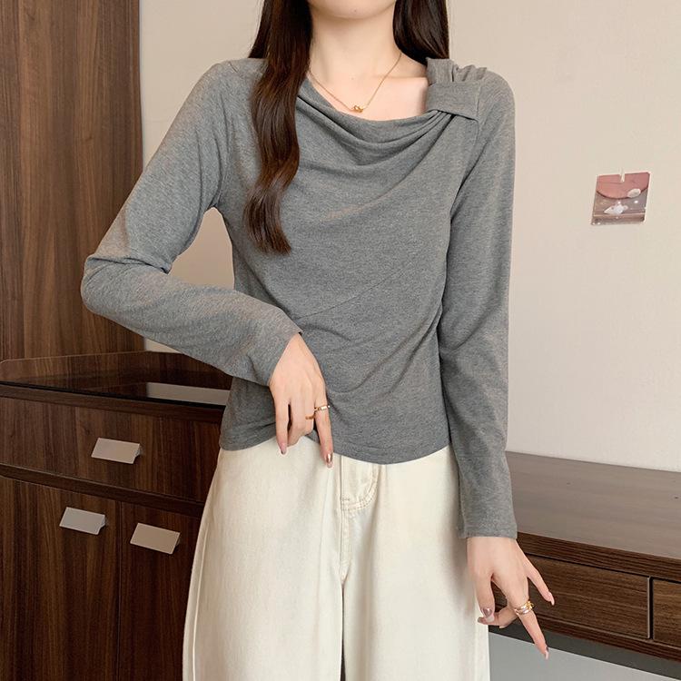 Plus Size Women s Asymmetrical Neck Long Sleeve Top XL