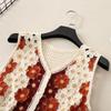 Button-up Sleeveless Jacket Colorful Floral Waistcoat Top 2026 Openwork Vest  Short Cardigan
