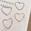 Large Geometric Heart Silver Earrings for Women - Elegant, Simple, European & American Style