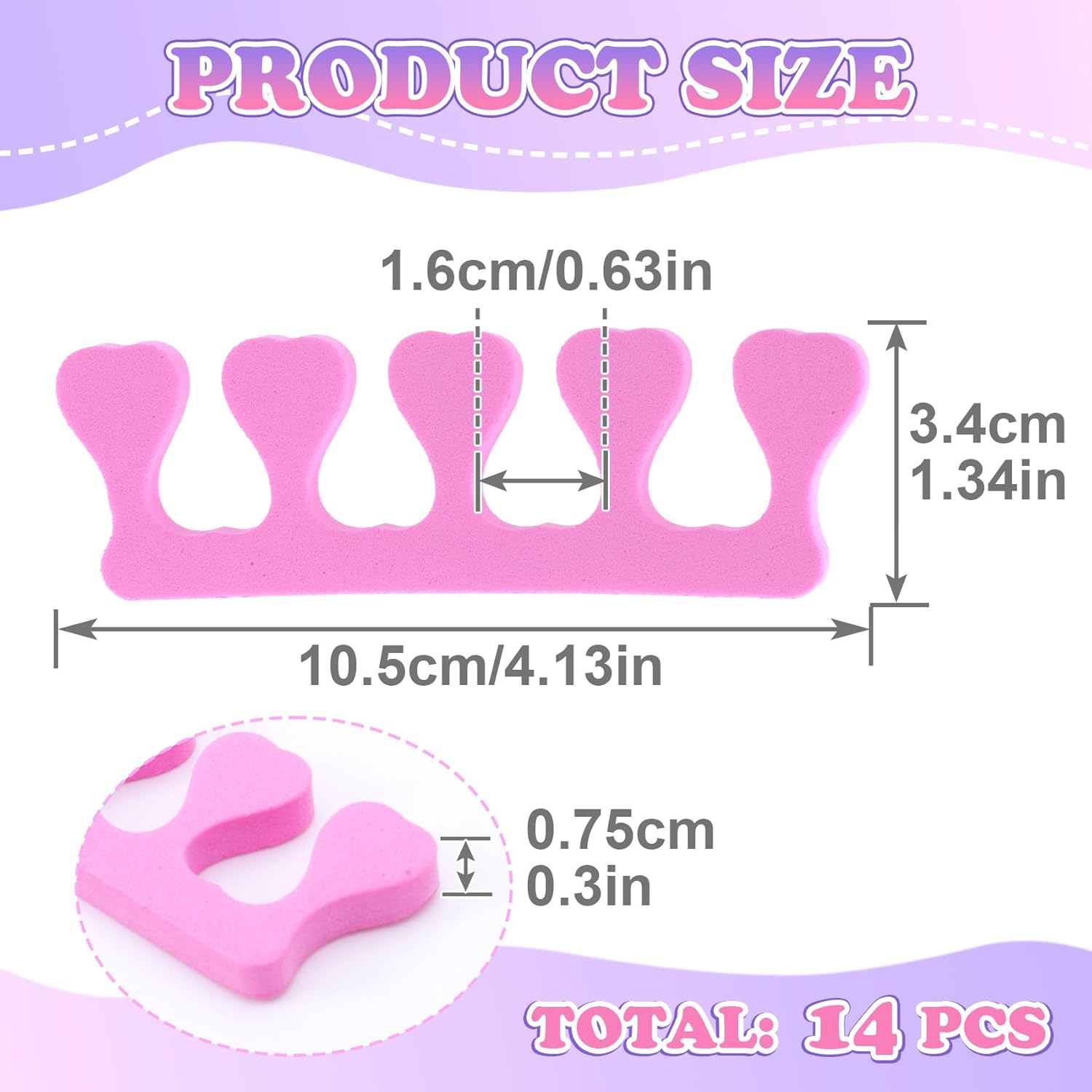 14 Pcs Toe Separators for Women Pedicure, Toe Separators for Pedicure, Pedicure Toe Separators, Comfortable Toe Dividers for Nail Art, Polishing,
