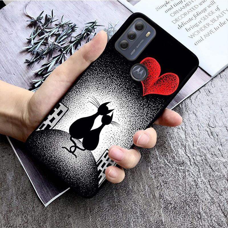Black Cat Phone Case for Motorola Moto E32 E20 E40 G22 G52 G20 G30 G100 G60 G50 G10 GPure GStylus G9 One Action Macro