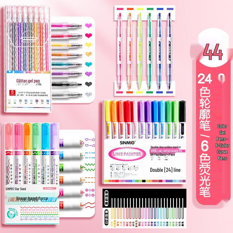 Dual-Line High-Value Colorful Marker Pen for Students and Kids, Pearlescent Highlighter
