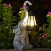 Garden Elephant Statue with LED Solar Lamp - Weather-Resistant Grey Decorative Figurine