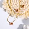 **Zircon Macaron Pendant Necklace: Colorful Titanium Design**