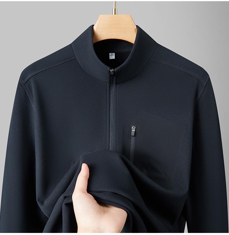 Men's Autumn/Winter Stand-Up Collar Fleece Sweatshirt: Warm Half-Zip, Long-Sleeve, Fashionable & Versatile for Outdoor Sports.