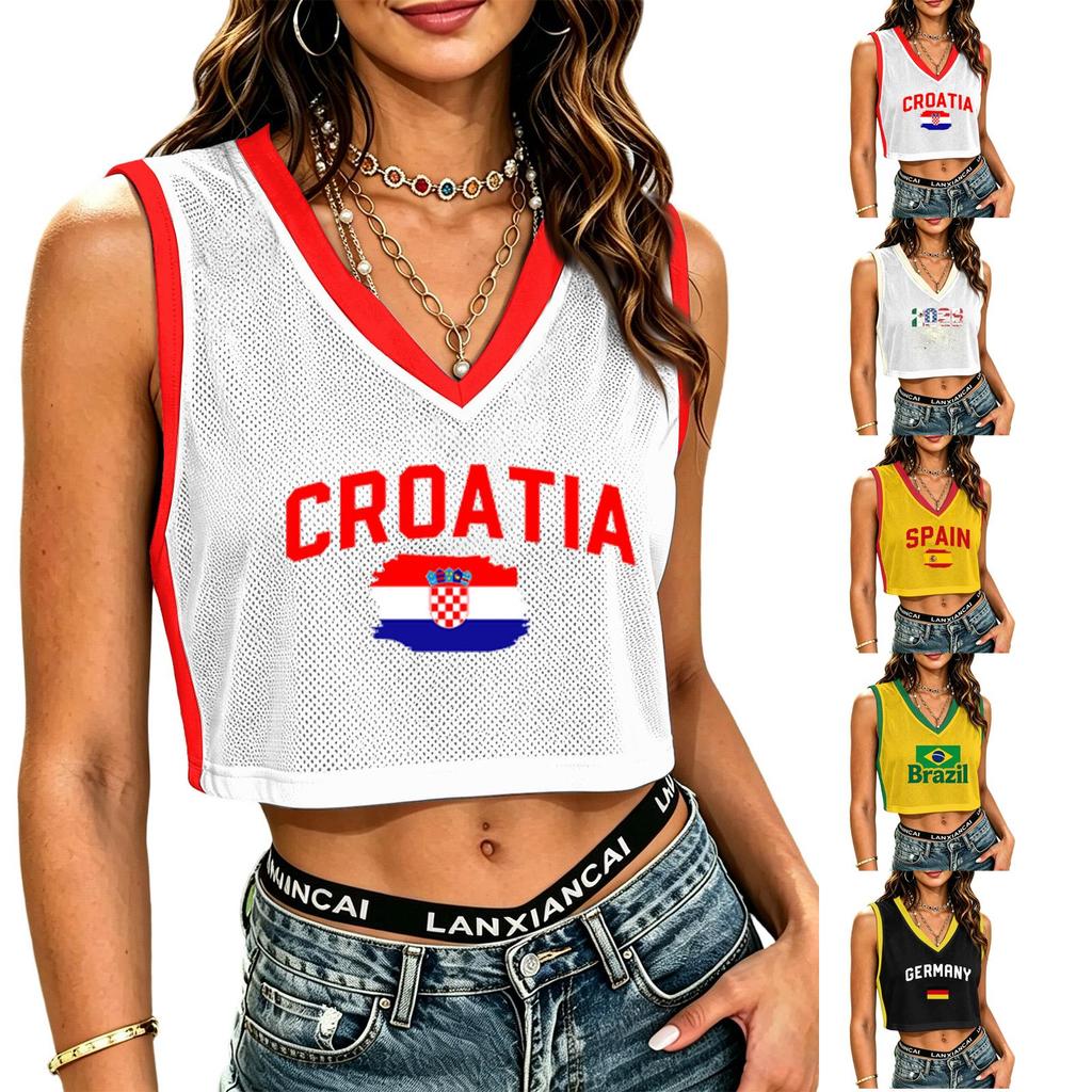 Women Sleeveless V Neck Casual Mesh Tank Top Crop Shirt Lightweight Breathable Summer Beachwear