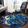 1PC Stained Glass Dragon Office Round Area Rug, Indoor Mat Suitable For Office, Under Office Chairs Bedroom Living Room Home Decor, Room Deco