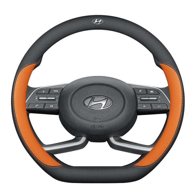 Ultra cienka Pokrowiec na Kierownicę ze Skóry Naturalnej do Hyundai Elantra, Tucson, Sonata, Santa Fe i Mistra.