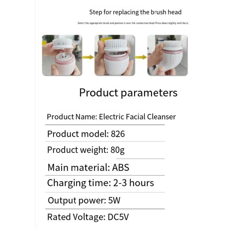 1SET Electric Cleanser Charging Household Multifunctional Rotary Cleaning Pore Portable Waterproof Face Brush