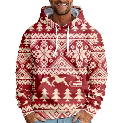Men's Loose Christmas Printed Hooded Sweatshirt Men's Casual Fashion Sports Sweatshirt