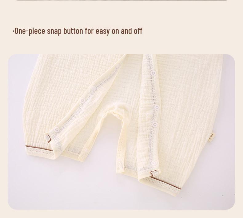 Summer Baby Gauze Bodysuit - Short-Sleeved, Breathable Newborn Jumpsuit for Crawling