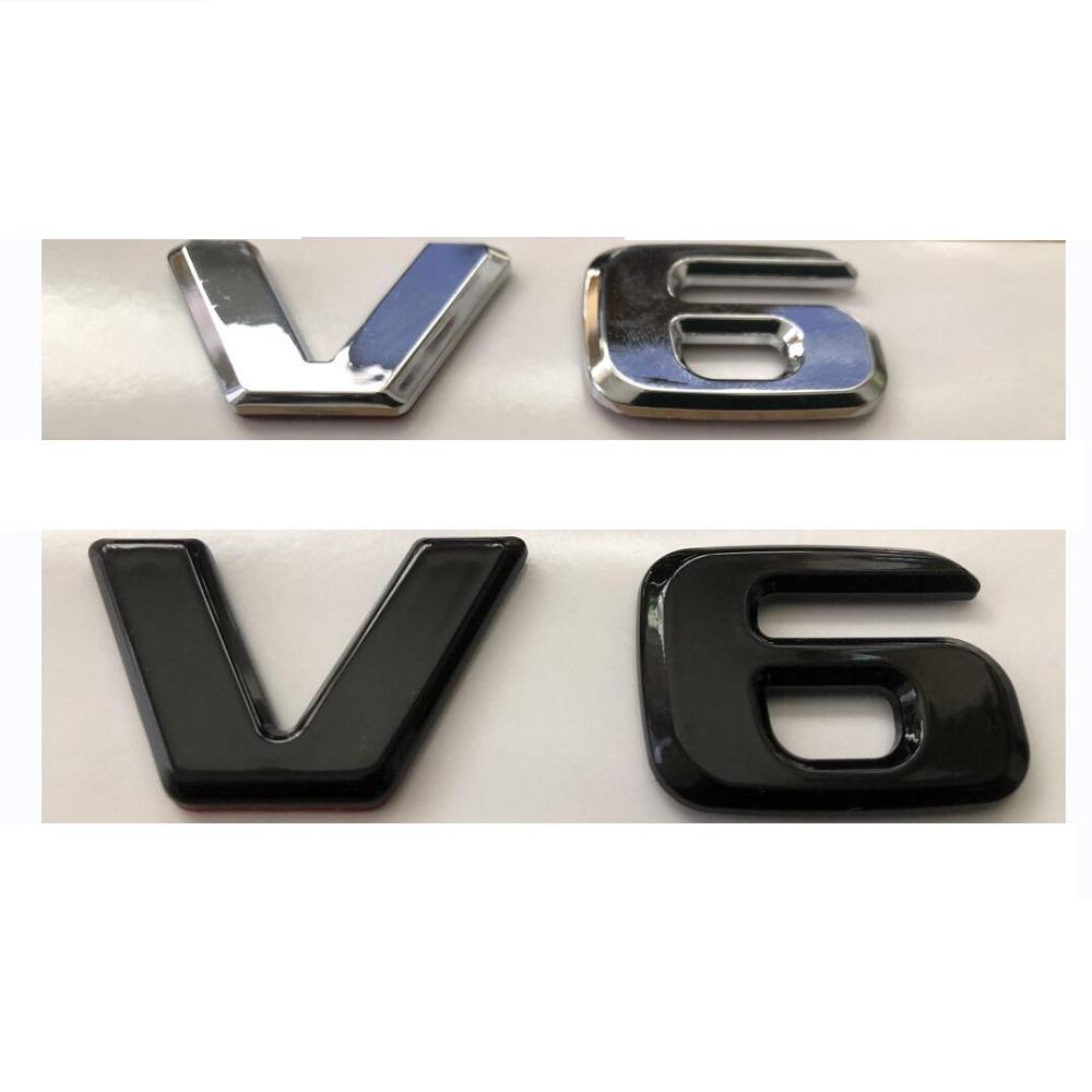 Für Mercedes Benz AMG Flache Buchstaben V6 Kotflügel Embleme Abzeichen V 6 Symbole Namensschild 2 Stück