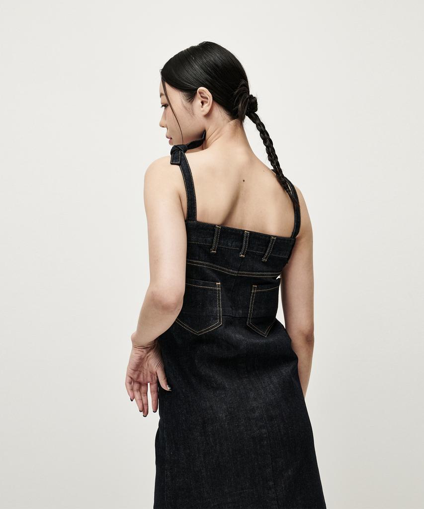 Abeullapudeti Denim Maxi Pants Dress