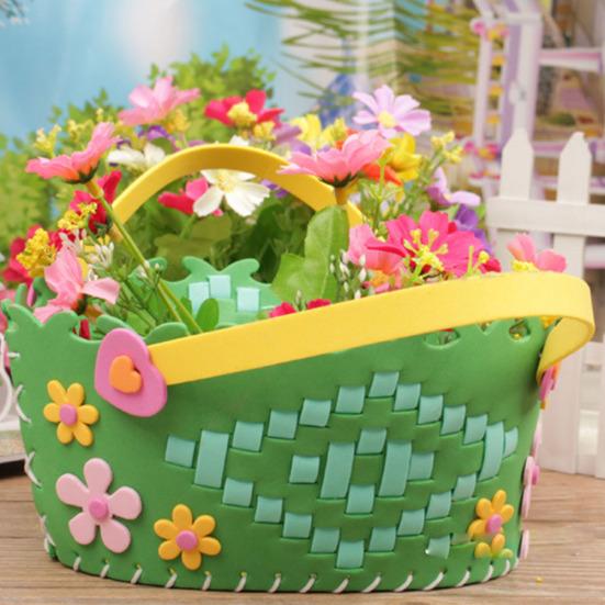 DIY Cute Flower Handmade Craft Kids Children Creative Toy Braided Storage Basket