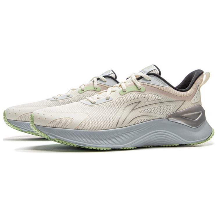 Li Ning Cushioning Slip Resistant Abrasion Resistant Low Top Casual Running Shoes Men's Ivory ARHV021-5