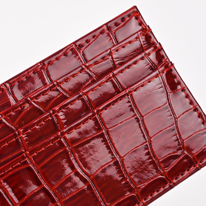 Krokodilmönster Korthållare Plånbok Pu-läder Tunt Kvinnors Kreditkortsfodral Väska Student-ID Busskortskyddsväska