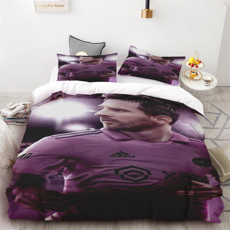 Duvet Cover Set Football Star Messi Printed Soft And Comfortable Bedding Polyester Single Double Bedding Set Children Gift