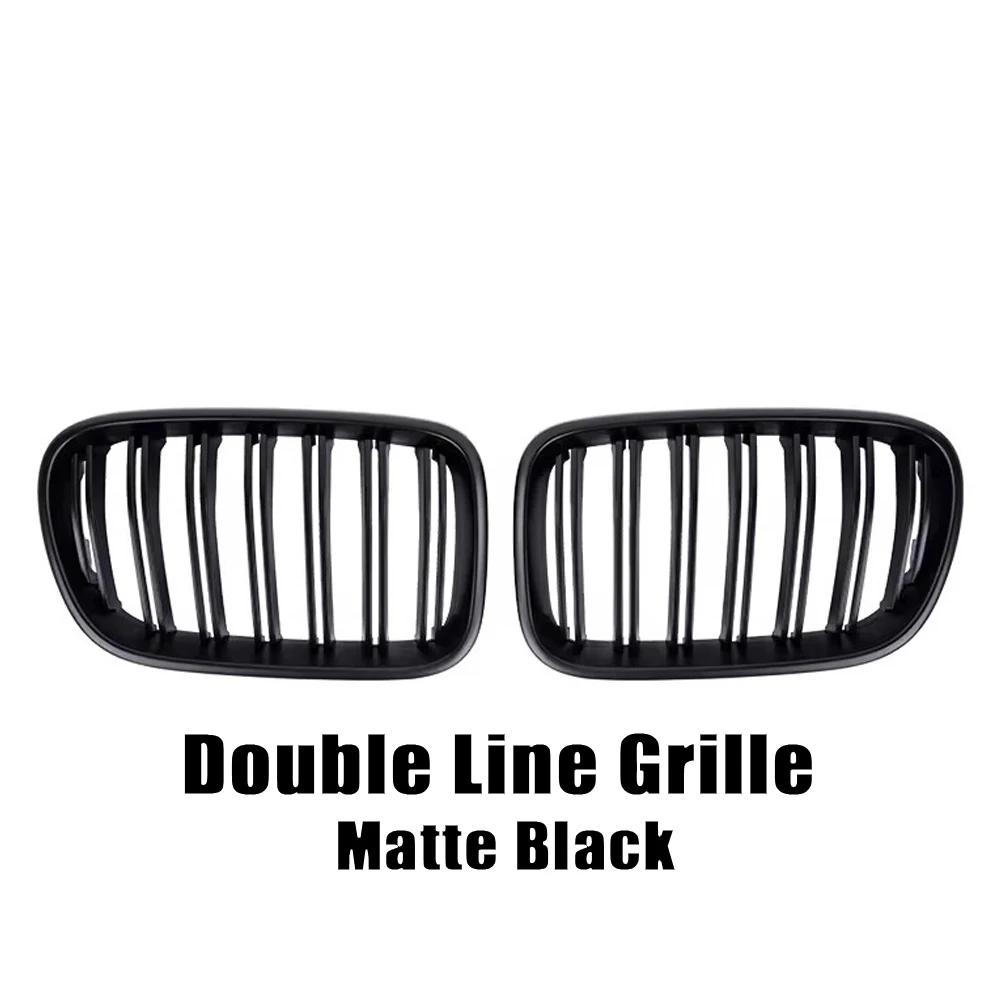 All Black Single Line Style Front Bumper Grilles For BMW X3 F25 2010-2013 Silver Diamonds Style Racing Double Slat Grills