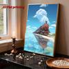 DIY Pearl Painting Set Train By The Lake Pattern Home Decoration Handmade Sticky Diamond Creative Canvas Pearl Art Painting Crafts Perfect Gift