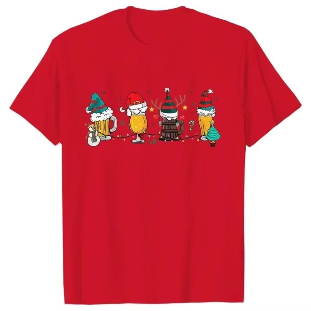 Merry Christmas Beers Mens Tshirt Drinking Lover Tees Shirt Funny Santa Beer Christmas Graphic Oversized Casual Tops for Men