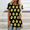 Túnicas Casuales Informales para Mujer con Estampado, Cuello Redondo, Dobladillo Irregular y Manga Corta