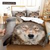 Boys Wolf Duvet Cover Set Queen Size, Boho Wolf Wildlife Animal Bedding Set Men Galaxy Dream Catcher Moon Polyester Quilt Cover