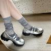 Silver Single Shoes Women's 2025 New Platform Mary Jane Women's Shoes with Skirts, Sweet and Cool Ballet Style Light Mouth Small Leather Shoes