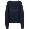 Sancai 2025 Winter Letter Embroidery Loose Knit Sweater