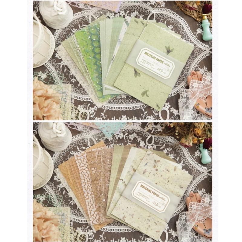20 Sheets Aesthetic Background Decorative Paper Scrapbooking Decoration Paper for Scrapbook Journal Planner Album
