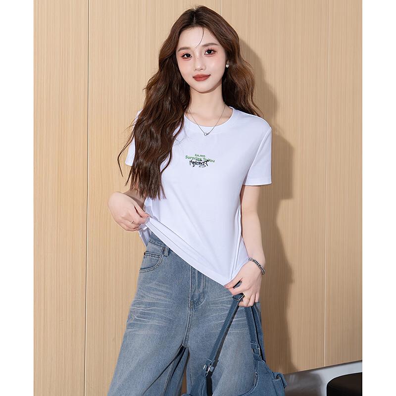 Tangshi Women's Slim-Fit Crew Neck Short Sleeve T-Shirt