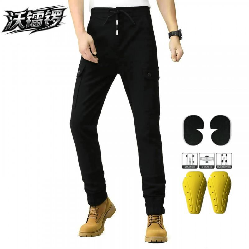 Herren Motorrad-Fahrhose Mit Knieschutz Taktisches Cargo-Design Baumwolle Outdoor Motorrad Schutzhose