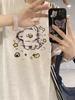 Korean Style Plus Size Cartoon Cotton T-shirt for Women - Summer Loose Fit Half Sleeve Design