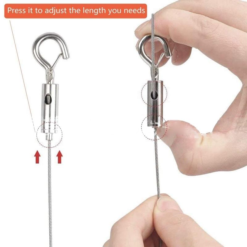 2Pcs Stainless Steel Exhibition Art Gallery Picture Display Wire Cable Hook Painting Frame Wire Cable Hook Hanging Tools