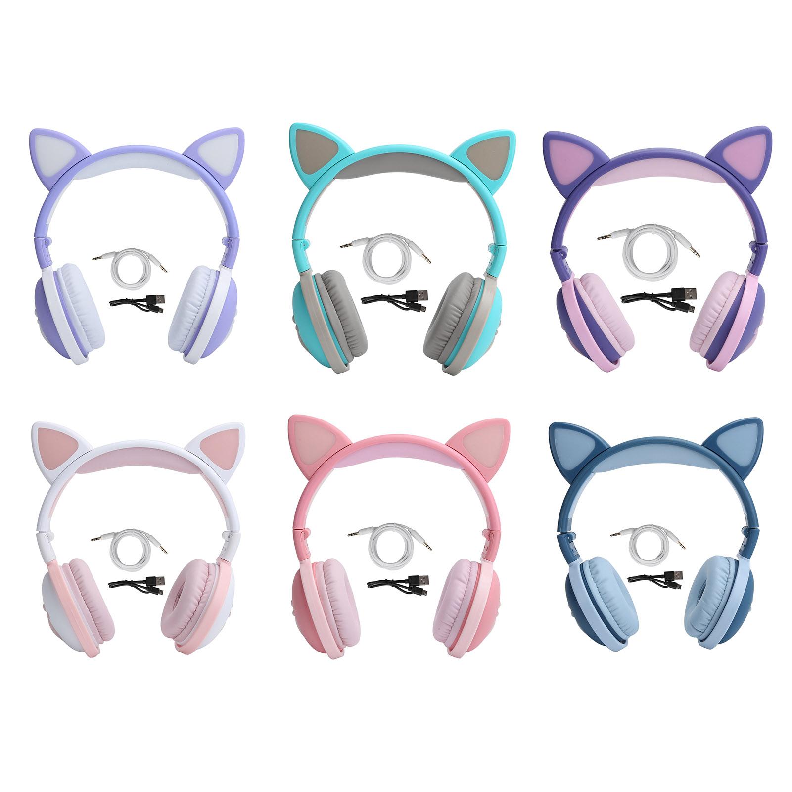 

Симпатичные кошачьи уши, светящиеся беспроводные Bluetooth-наушники, HIFI, спортивная складная гарнитура со светодиодной подсветкой