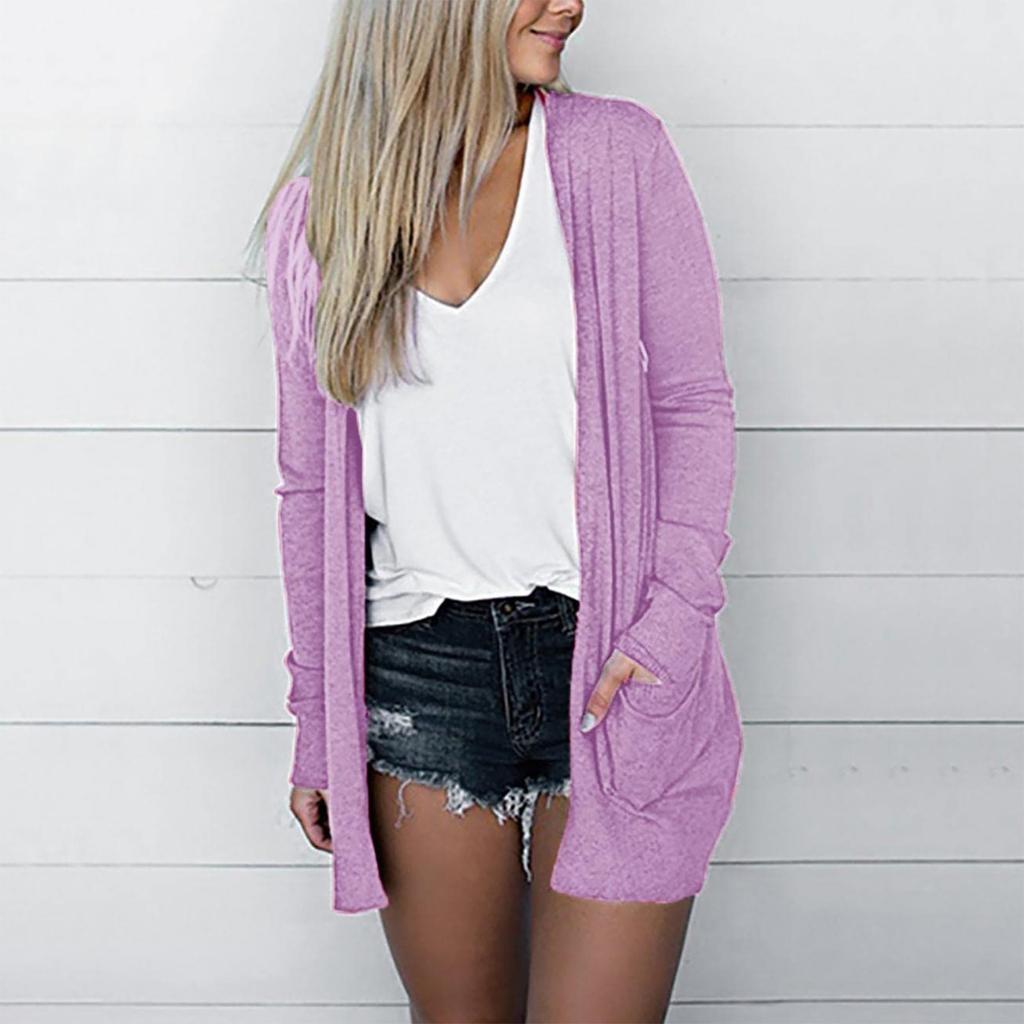 Long Sleeve Women Retro Solid Light And Thin Top Lightweight Jacket Cardigan