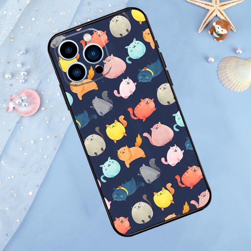 Cute Cartoon Cat Phone Case For iPhone 15 16 Pro Max 13 11 12 14 Pro Max XR XS X 7 8 Plus 12 13 Mini Cover