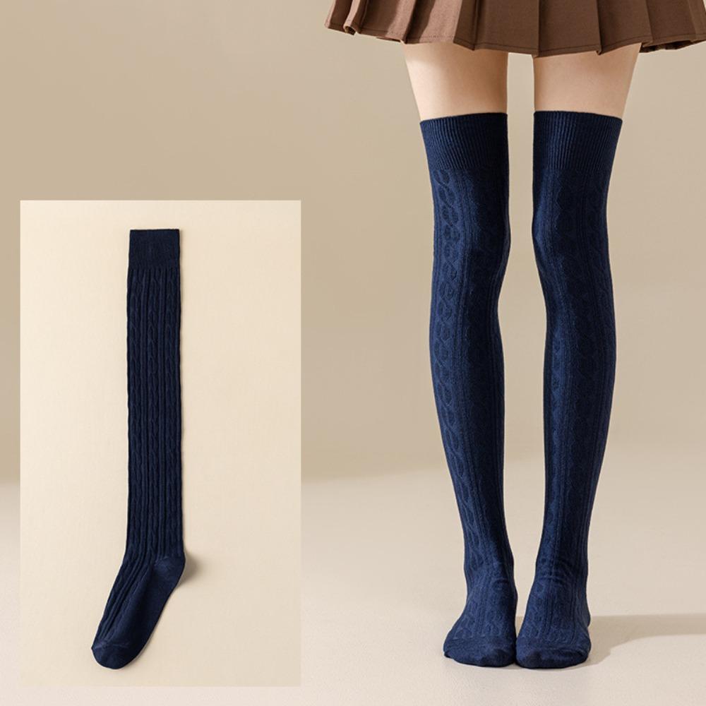 Solid Color Thigh Socks Japanese Long Tube Socks Long Stockings Autumn Winter Season for Women
