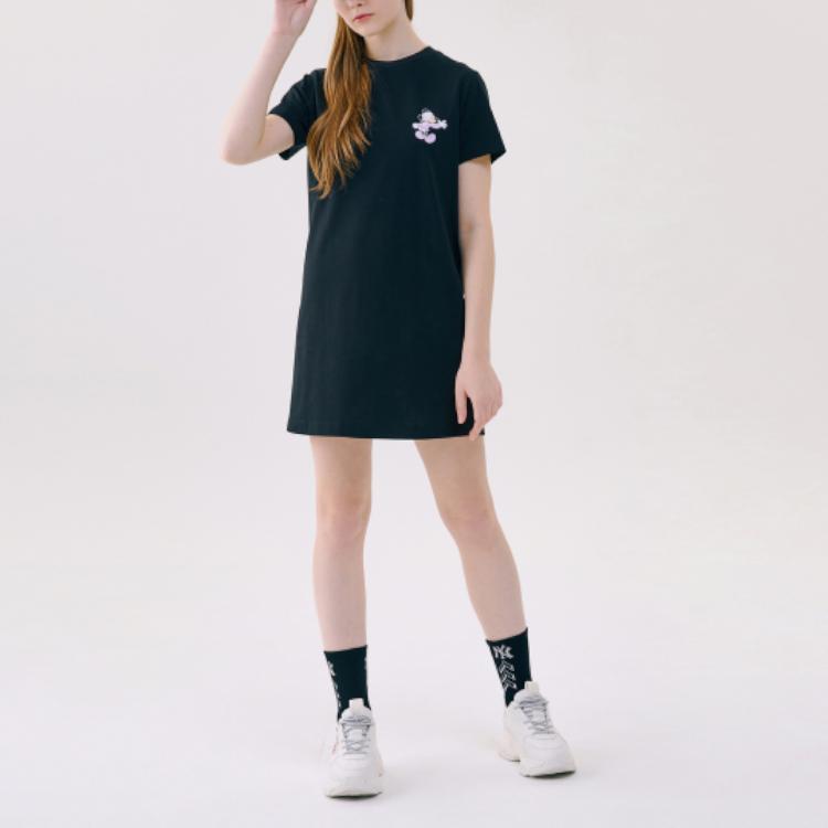 MLB FW23 New York Yankees Collaboration Logo Print Round Neck Short Sleeve T-Shirt Women tops Black 31OPK1031-50L
