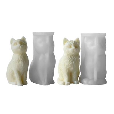Leicht zu reinigende Silikon-Kerzenform Seifenformen Sitzende Katzen Form Harzprojektformen Silikontextur für Kerze