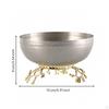 Decorative Bowl with Branch Base | Horizontal Raised Bands, Sculptural, Metal Fruit Stand,