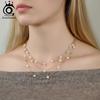 ORSA JEWELS Multi-Layer Natural Pearls Necklace 925 Sterling Silver Trendy Layered Pearl Choker Chain for Women Jewelry GPN89