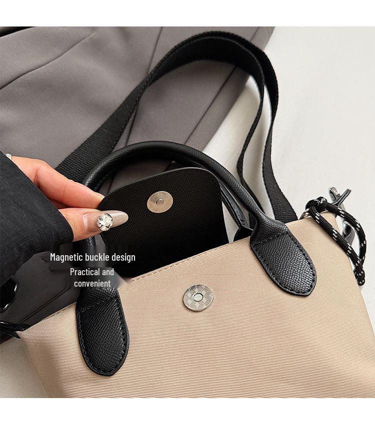 Minimalist Color-Block Oxford Cloth Handbag: Versatile, Fashionable Shoulder Bag with Unique Texture.