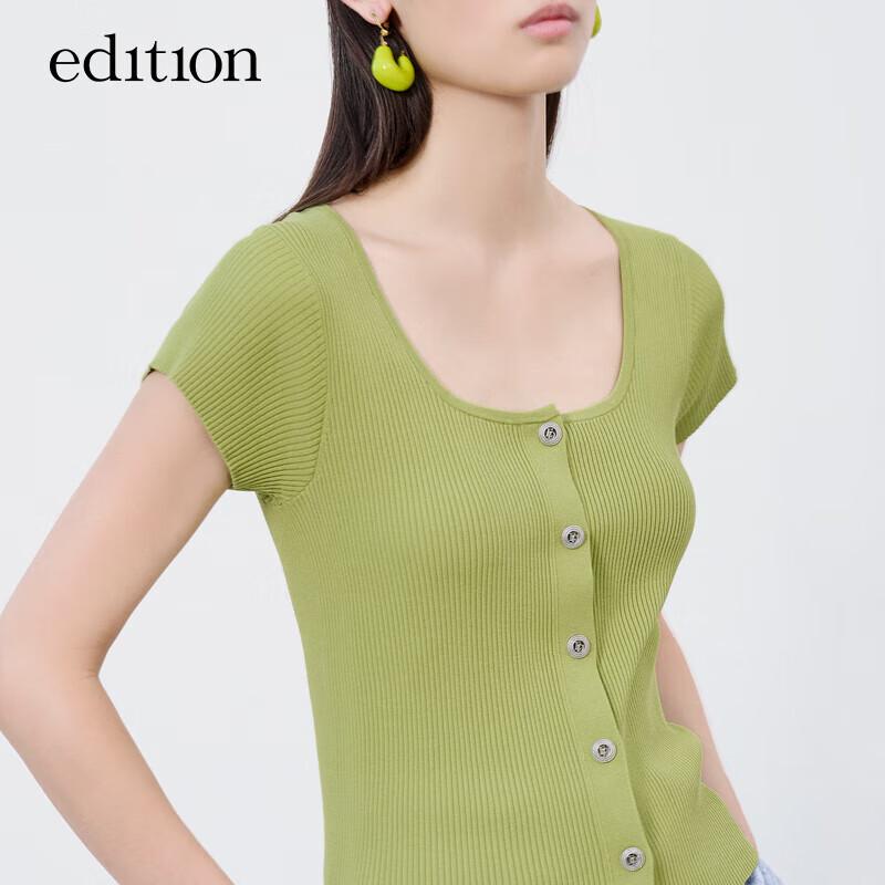 Women's U-Neck Knit Short Sleeve Cardigan