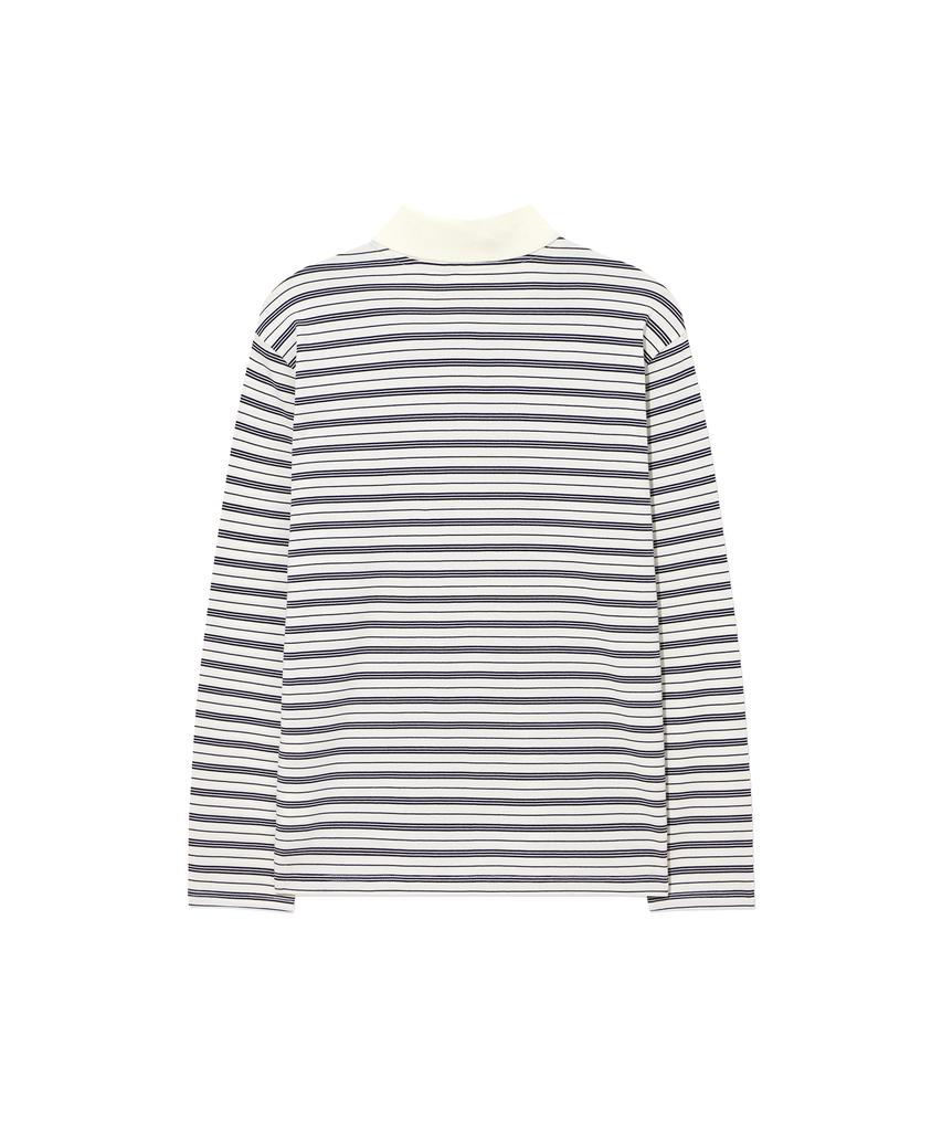 COVERNAT WOMAN Striped Collared Rugby Tee Ivory