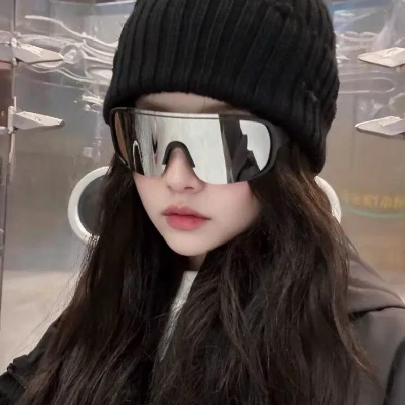 Glasses for Riding Silver Glasses Hiking Sunglasses One-Piece Eye Protection Bicycle Glass Sunglasses for Men and Women